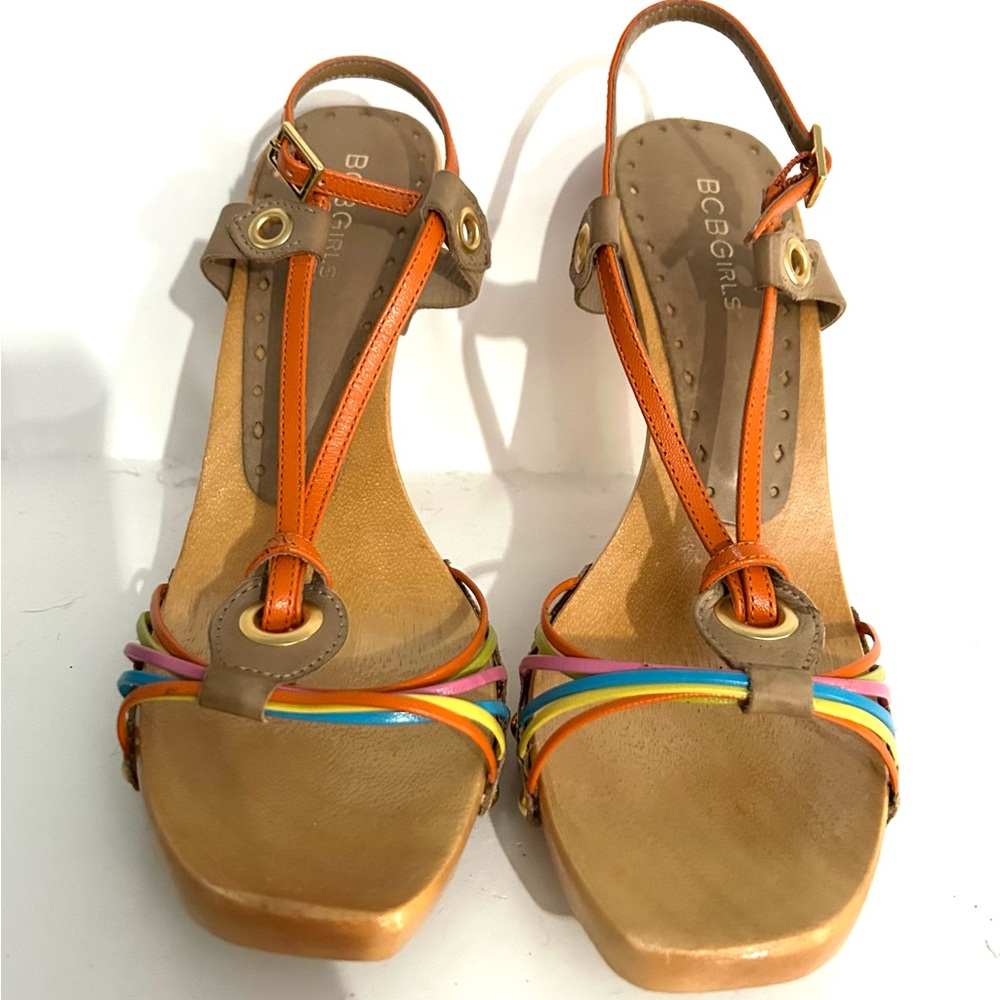 BCBGirls Vibrant Strappy Heels - Orange and Multicolor